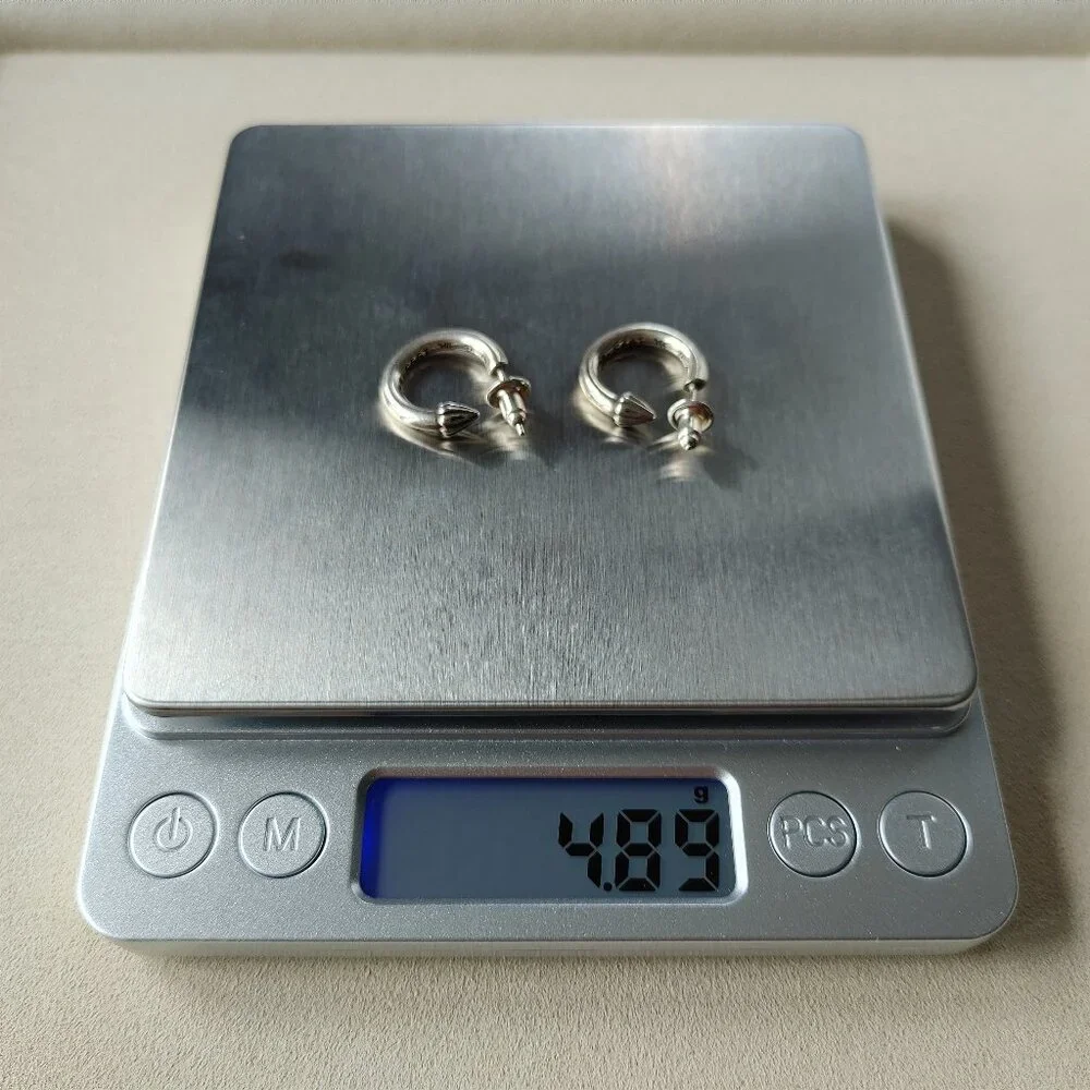 Chrome Hearts Plain Hoop Stud Earrings Pair 925 Sterling Silver (New) - Picture 8 of 8